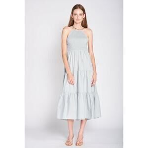 En Saison Ida Seafoam Blue Cotton Poplin Midi Dress Size S